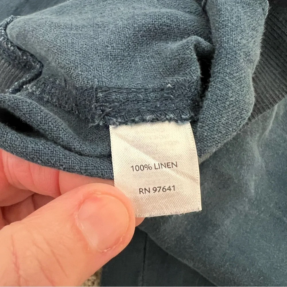 J Jill Pure Jill 100% Linen Wide Leg Blue Pants size large